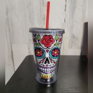NWT Colorful Sugar Skull Tumbler